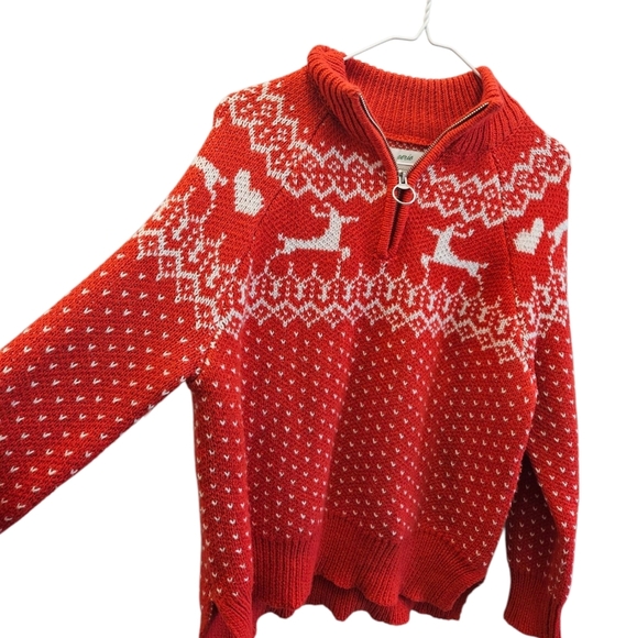 Aerie Reindeer Christmas Fair Isle Slouchy Festive Sweater - Picture 3 of 7